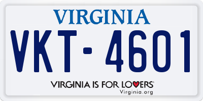 VA license plate VKT4601