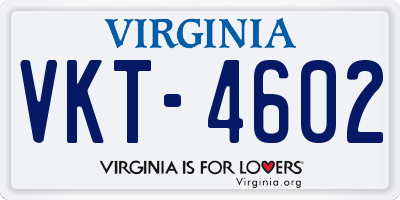 VA license plate VKT4602