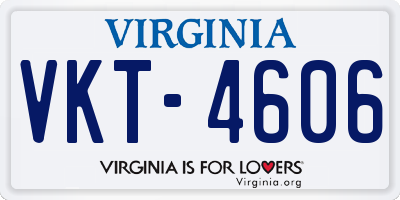 VA license plate VKT4606