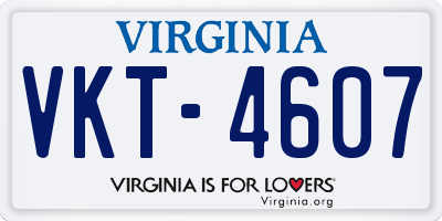 VA license plate VKT4607