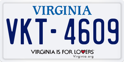 VA license plate VKT4609