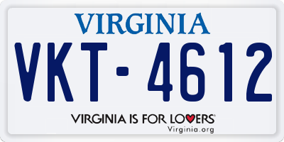VA license plate VKT4612