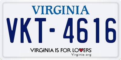 VA license plate VKT4616
