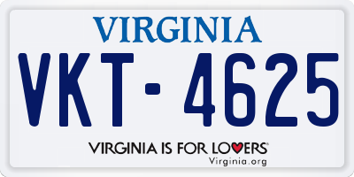 VA license plate VKT4625