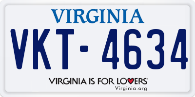 VA license plate VKT4634