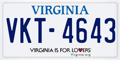 VA license plate VKT4643