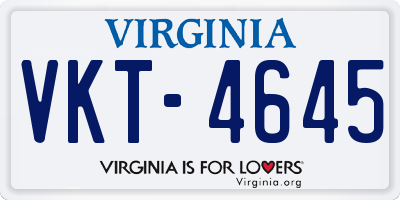 VA license plate VKT4645