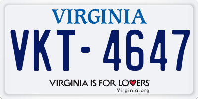 VA license plate VKT4647