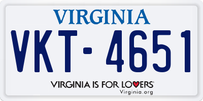 VA license plate VKT4651