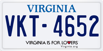 VA license plate VKT4652