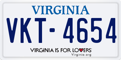 VA license plate VKT4654