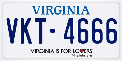 VA license plate VKT4666