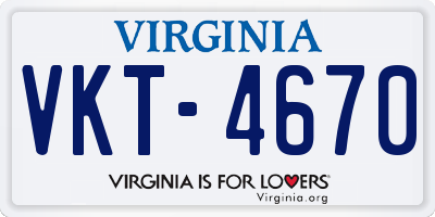 VA license plate VKT4670