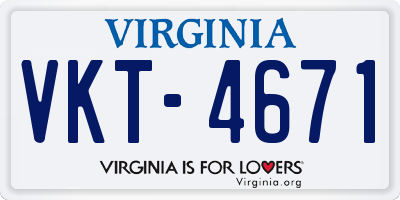 VA license plate VKT4671