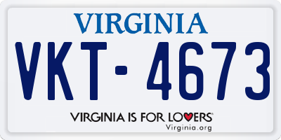 VA license plate VKT4673