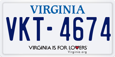 VA license plate VKT4674