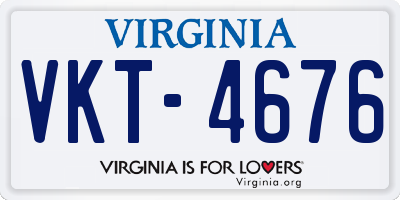 VA license plate VKT4676