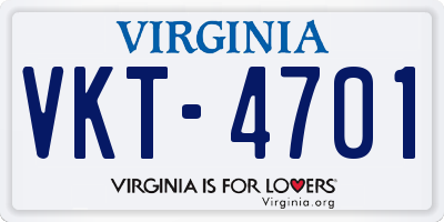 VA license plate VKT4701