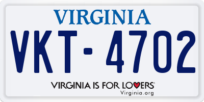 VA license plate VKT4702