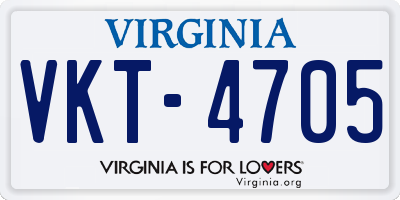 VA license plate VKT4705