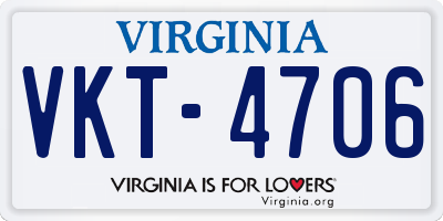 VA license plate VKT4706