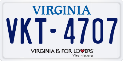 VA license plate VKT4707