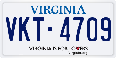 VA license plate VKT4709