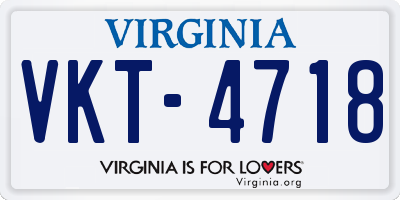 VA license plate VKT4718