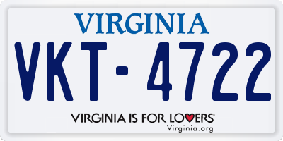 VA license plate VKT4722