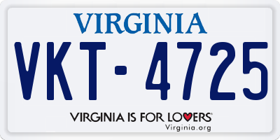 VA license plate VKT4725