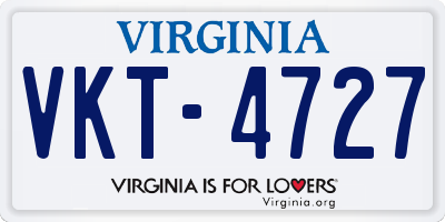 VA license plate VKT4727