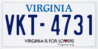 VA license plate VKT4731