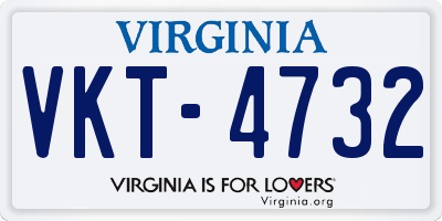 VA license plate VKT4732