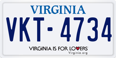 VA license plate VKT4734