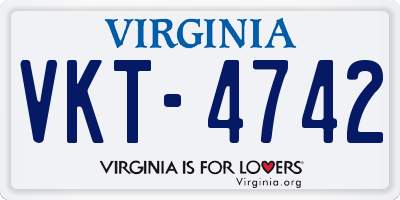 VA license plate VKT4742