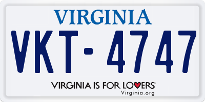 VA license plate VKT4747