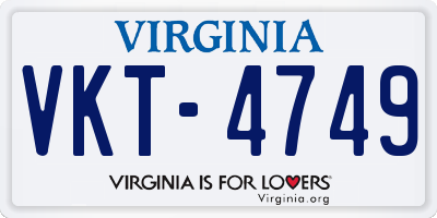 VA license plate VKT4749