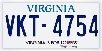 VA license plate VKT4754