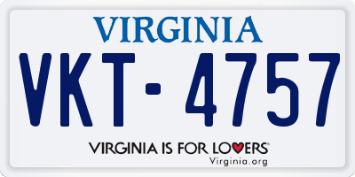 VA license plate VKT4757