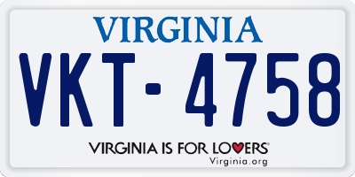 VA license plate VKT4758