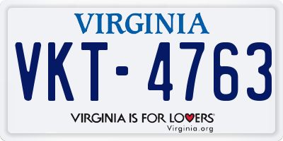 VA license plate VKT4763
