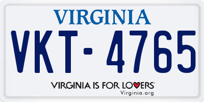 VA license plate VKT4765