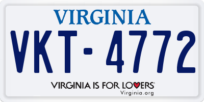 VA license plate VKT4772