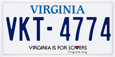 VA license plate VKT4774