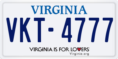 VA license plate VKT4777
