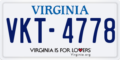 VA license plate VKT4778