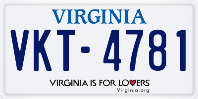 VA license plate VKT4781