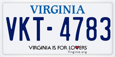 VA license plate VKT4783