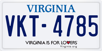 VA license plate VKT4785