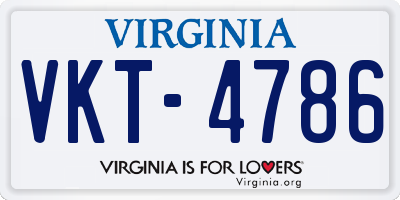 VA license plate VKT4786